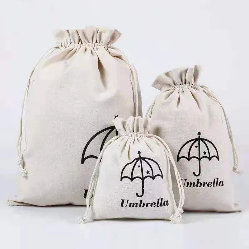 
small cotton canvas drawstring custom printed muslin bags 