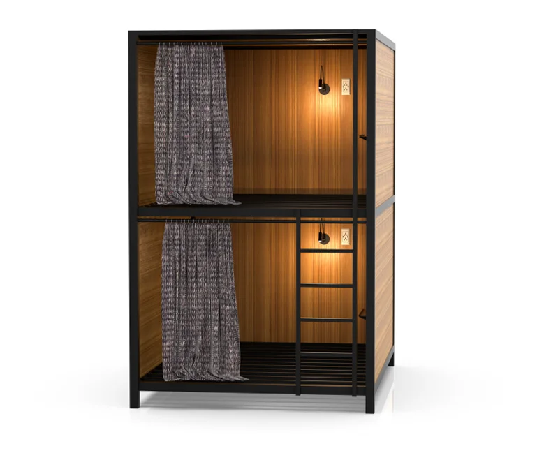 Steel frame hotel lodge OEM bunk bed sleeping box bedroom furniture for hostel and hotel