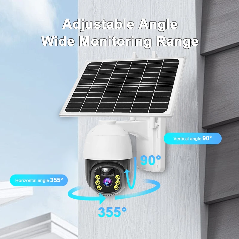 Hot 2024 New Design 3MP 2-Way Audio 360 Degree Wireless Security Camera with Night Vision Wifi Ip CCTV Solar for Outdoor Use