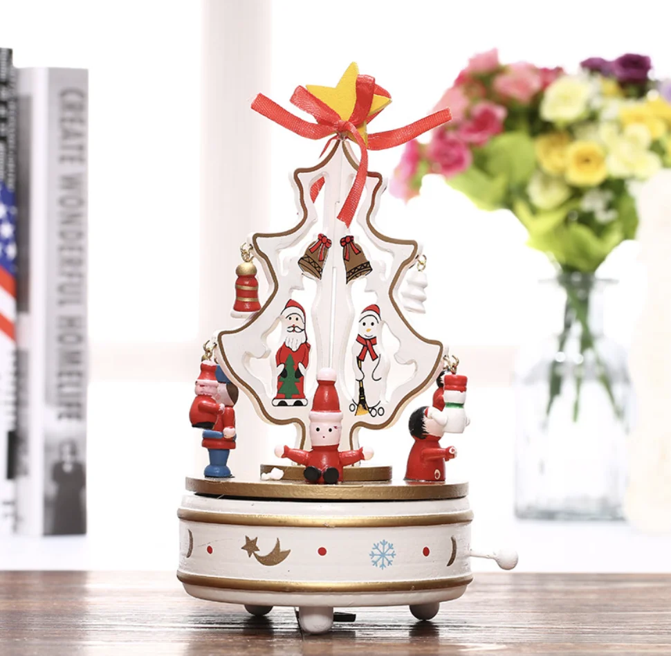 factory price wholesale Wood crafts Christmas Tree Vibration Music Box