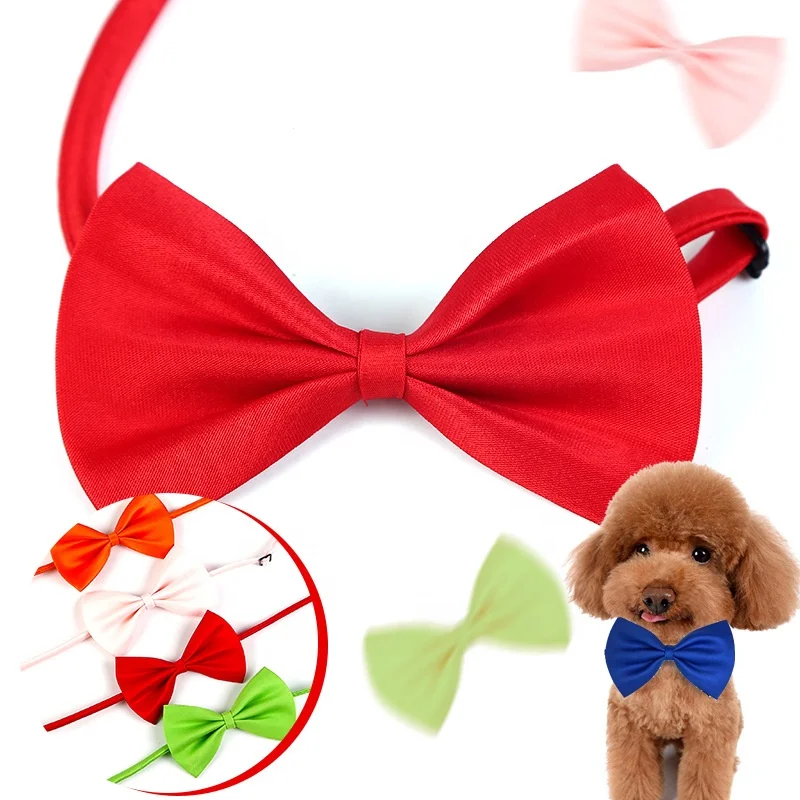 Cute Adjustable Pet Dog Bow Collar Tie With Bow Tie For Dogs MOQ a pack of 50 per color