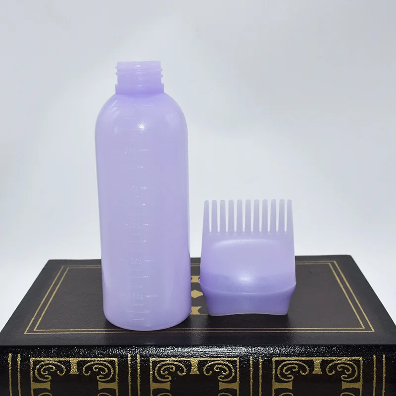 Professional Custom 3 colors 200ml hair oil bottle with comb eco friendly plastic salon barber oil applicator for hair with comb