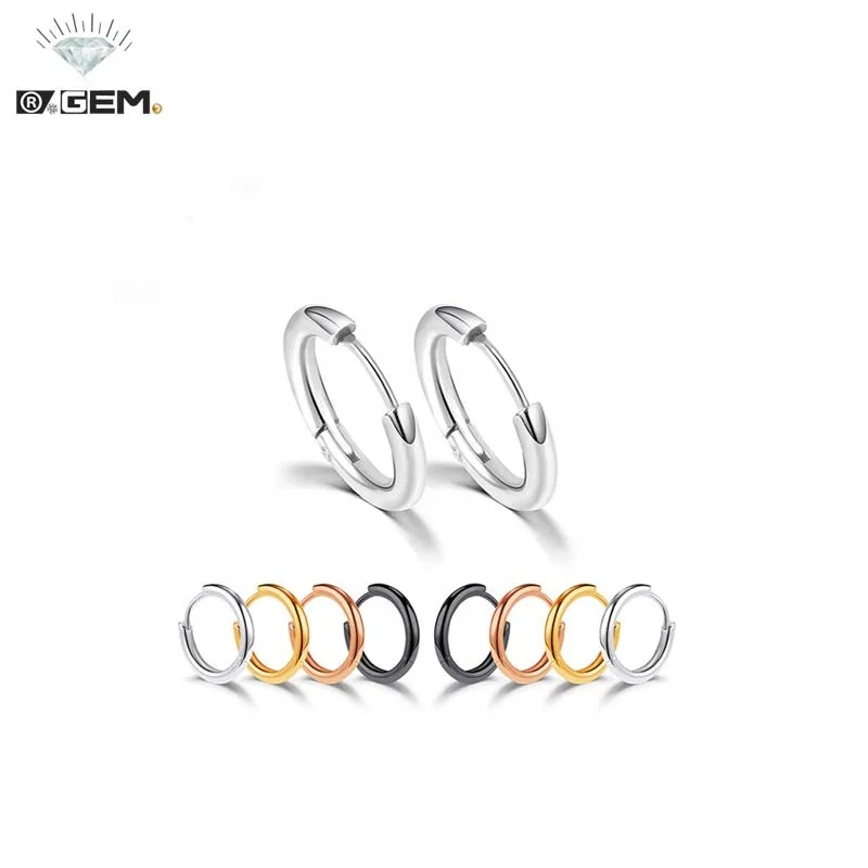 R.Gem. 8/10/12/16/18/20mm Size Unisex Surgical Titanium Steel Piercing Earrings