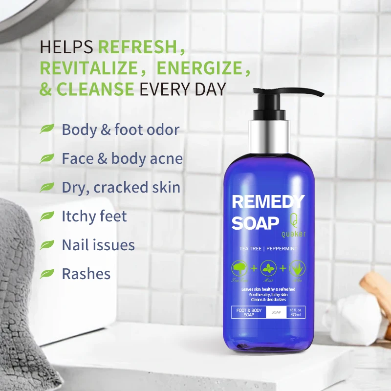 Qquaker Wholesale Body Wash Shower Gel Tea Tree Peppermint Remedy Soap Natural Ingredient For Men And Women
