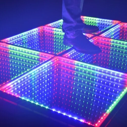  Высококачественные панели для танцев RGB портативные стеклянные дискотеки ночного клуба Ce Rohs Dmx Rgb цветные 3d зеркальные светодиоды бесконечного