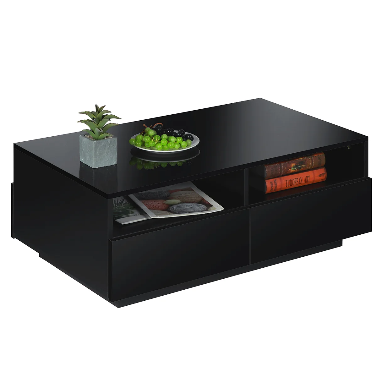 Modern Simple Design Coffee Table with LED Coffee Center Table with Storage for Living Room