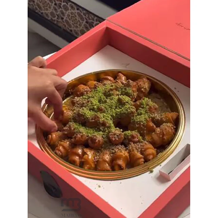 Custom Logo Candy Sweet Packaging Box Arabic Shamiyat Qatayef Qashta Cream Walnuts Syrup Box with Sauce Cup