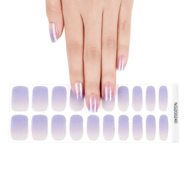 UV Lamp Compatible Gel Nail Strips Long-lasting Full Nail Wraps with Easy Application Salon Quality French Style Nail Stickers
