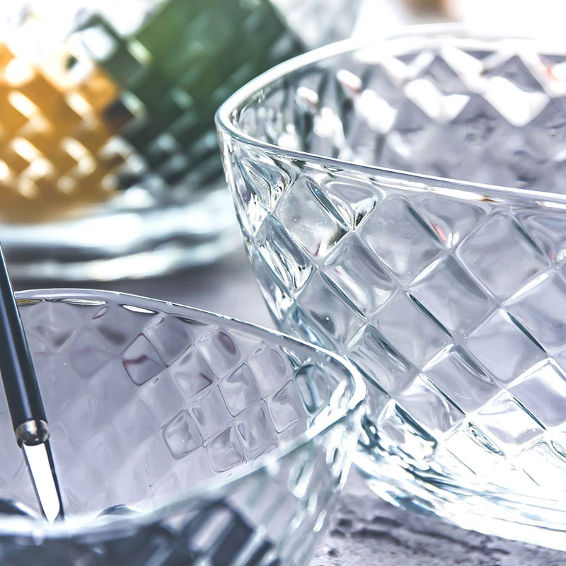 Hot Sale Cheap Lead Free Houseware Cheap Diamond Square Glass Salad Bowl