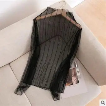  Camisas прозрачные дельгадас para mujer blusas elegantes de стиль coreano informales ajustadas cuello alto Соблазнительные