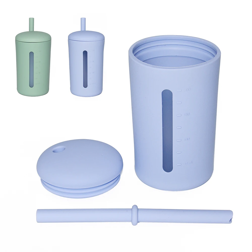 New Product idea 2024 Cute Spill Proof Toddler Kids Sippy Cup Baby Kids Feeding Straw Cups Silicone Sippy Cup For Baby