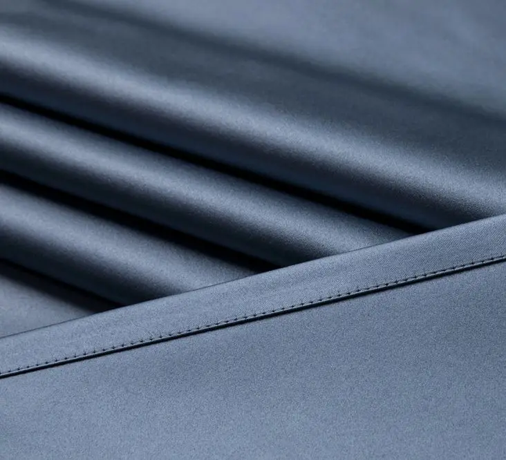 OWENIE Fashion Flame Retardant Insulated Thermal Soundproof Luxury Gray and Blue Home Blackout Curtain for the Living Room