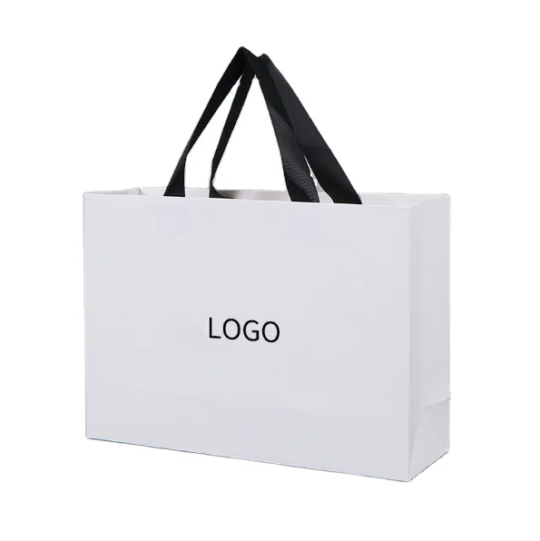 High Quality Reusable Brown Paper Kraft Shopping Bag White Cardboard Carrier Eco-Friendly Grocery Bags