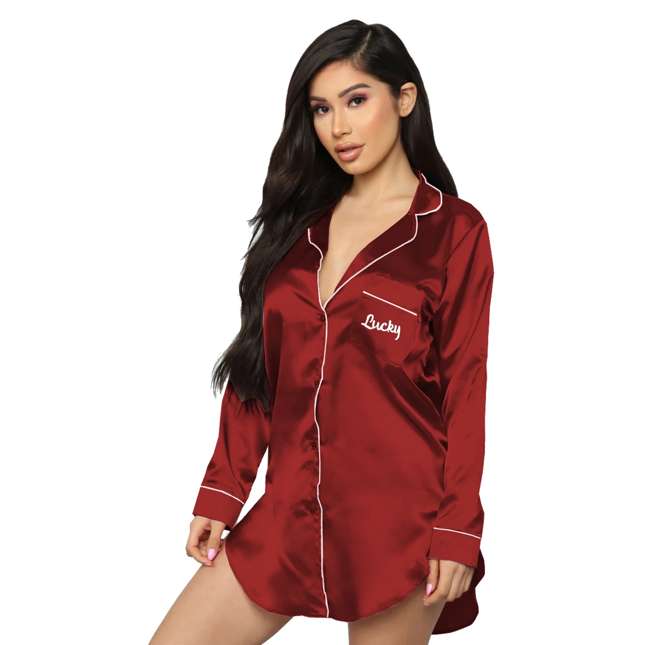 Женская Роскошная ночная рубашка с коротким рукавом