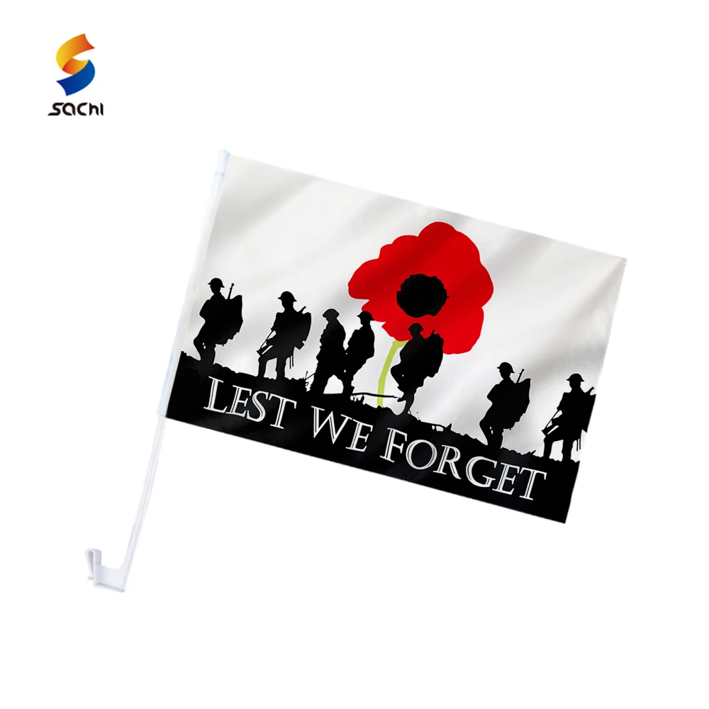 Custom Polyester Flag for Car Window Anzac Day Poppies Veteran Remembrance Novelty Flag Banner Home Decor Lest We Forget Flag