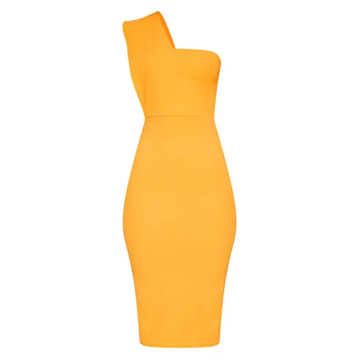 Latest Design Solid Color One Shoulder Shining Sequin Party Dresses High Slit Full Length Maxi Women Evening Dresses