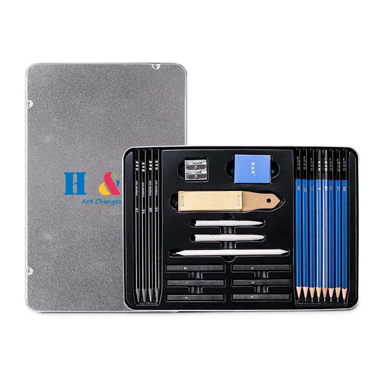 24pcs kids art drawing set sketching pencils kit