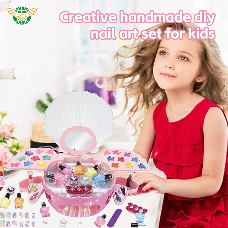 New Popularity Kids Makeup Kit Nail Polish Machine Set Nail Dryer With Eyeshadow And Lipstick For Girl