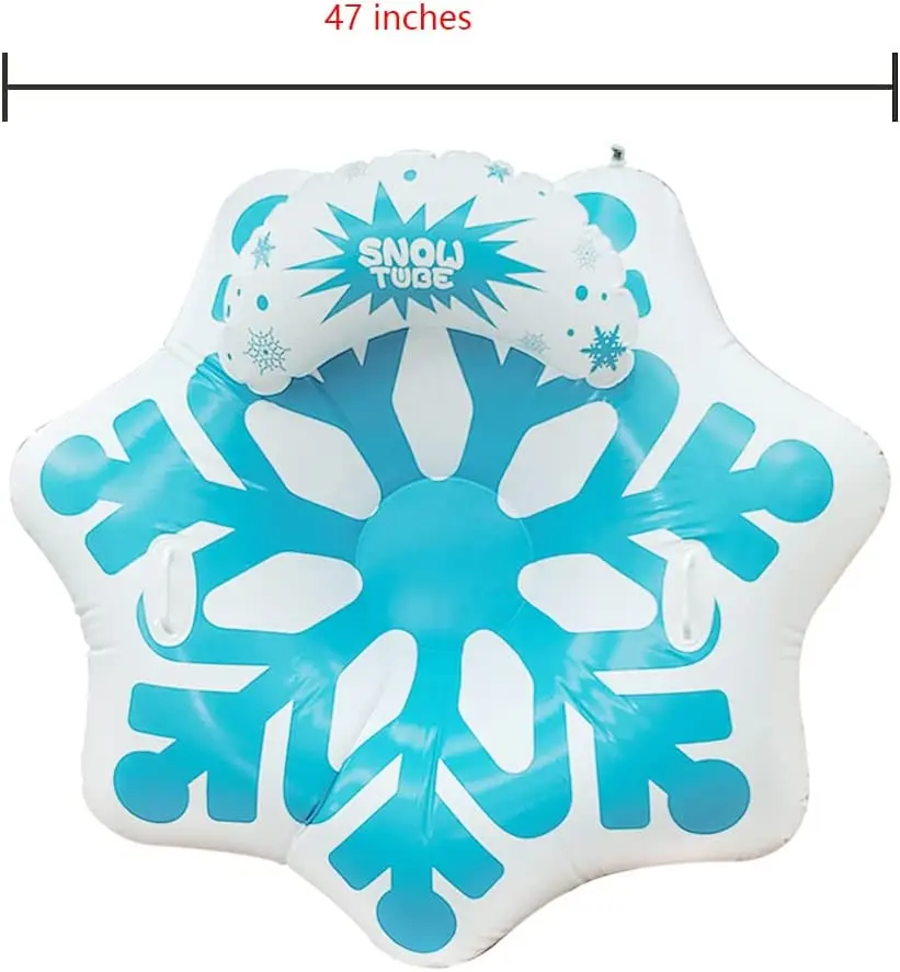 Winter Snow Tube - 47 inch Durable Large Inflatable Snow Sled Heavy Duty 0.6mm Handles Snow Rider