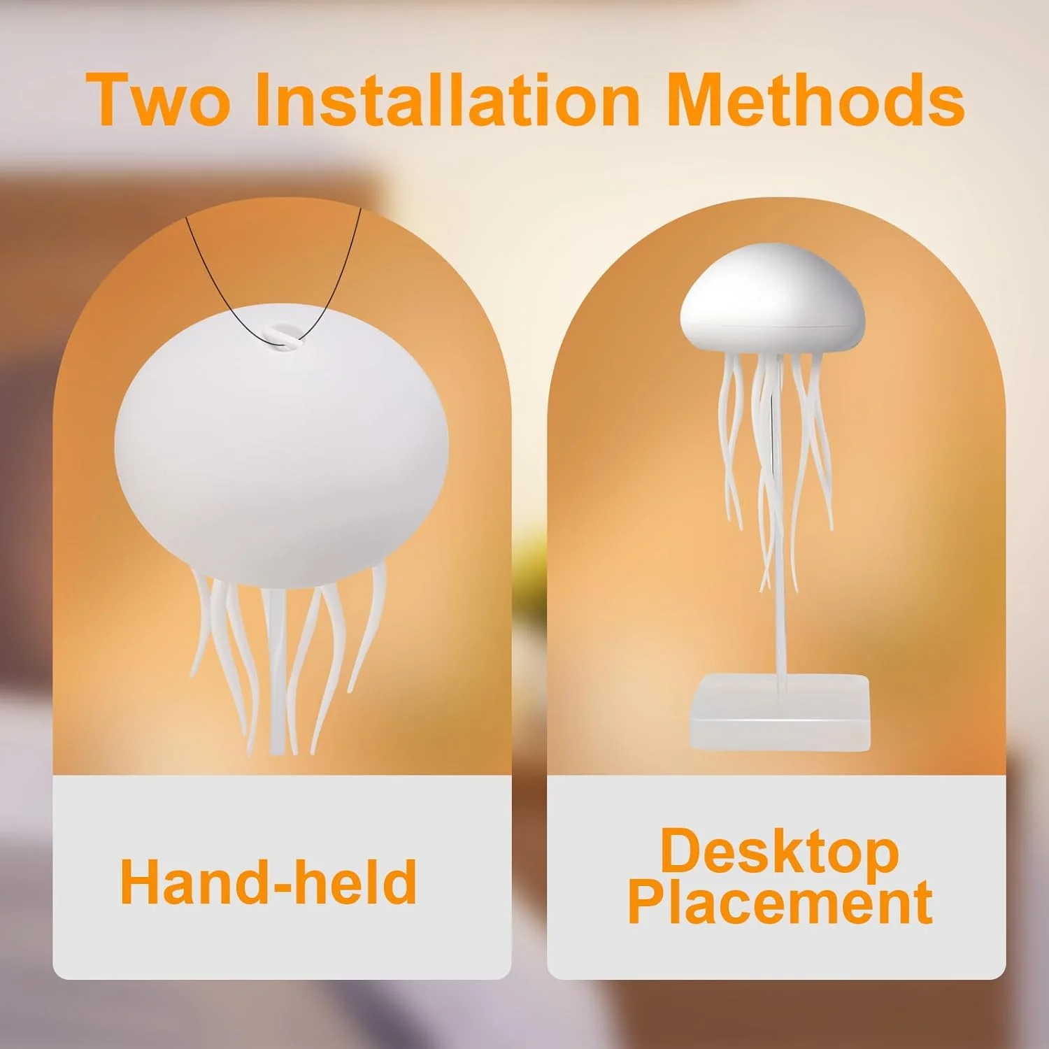 RGB Gradient Bedside Lamp Voice Control with Dancing Legs Rechargeable Jellyfish Table Lamp with Touch Sensor for Bedrooms Room