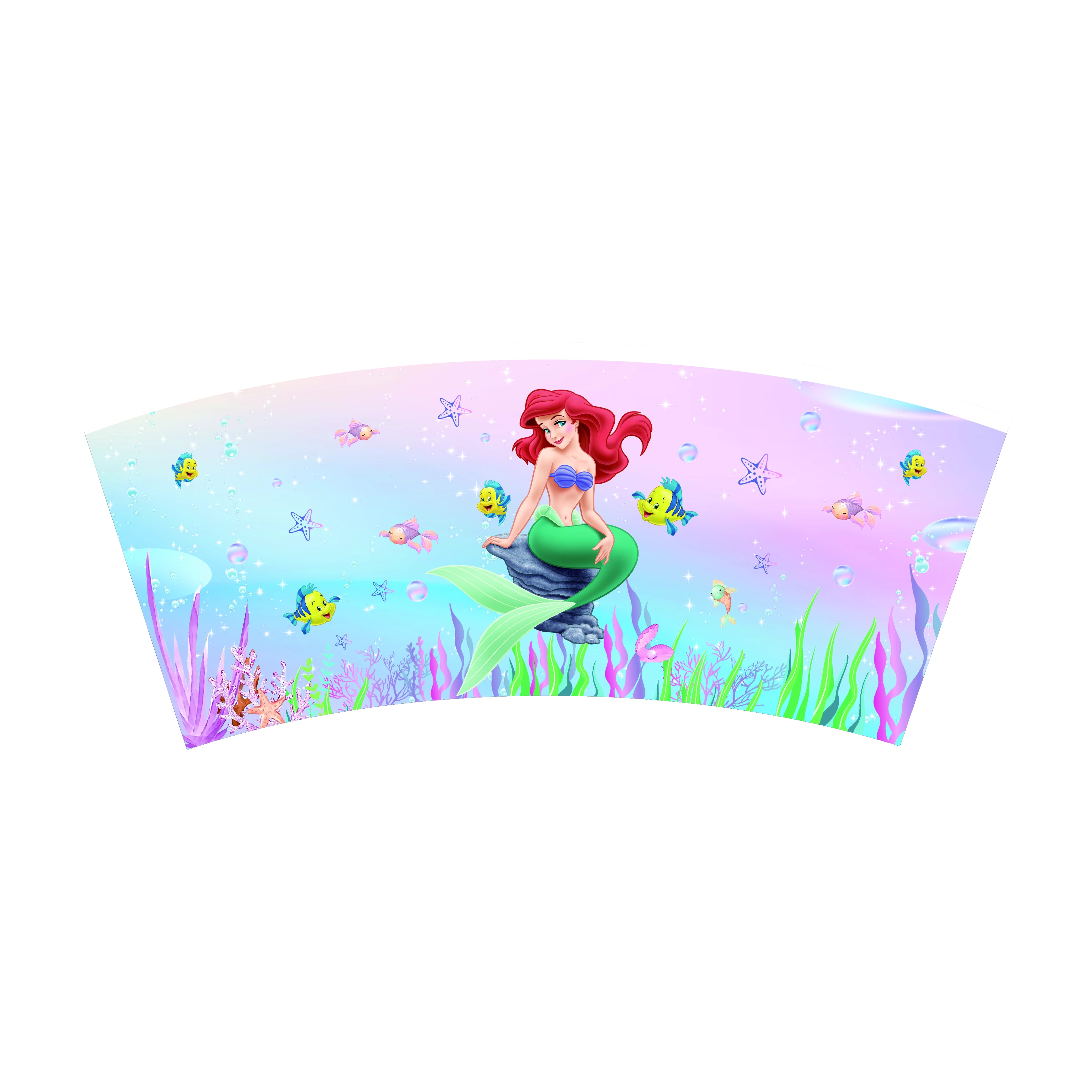 New Arial Mermaid Party Supplies Disposable Paper Tray Paper Cup Paper Napkin Table Cloth Party Decoration Tableware
