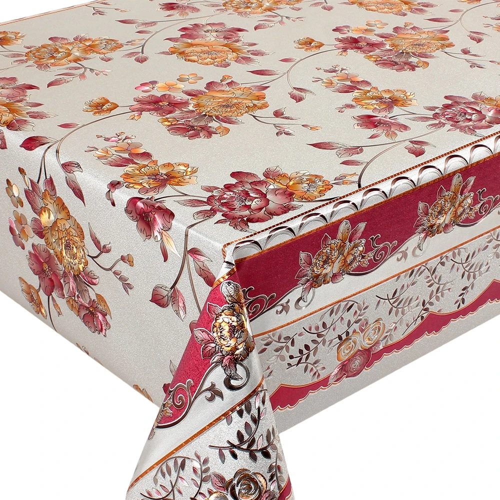 Yiwu Factory Luxury Golden PVC Tablecloth Oilcloth Roll