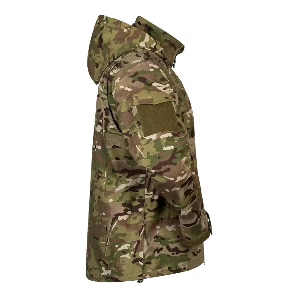Stock Men Camouflage Tactical Jacket Breathable Waterproof Ribstop Fabric Hooded Coat Hoody Jacket
