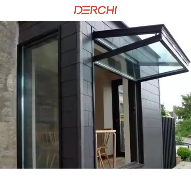 DERCHI black bifold folding window aluminium folding window exterior aluminum bi folding glass window