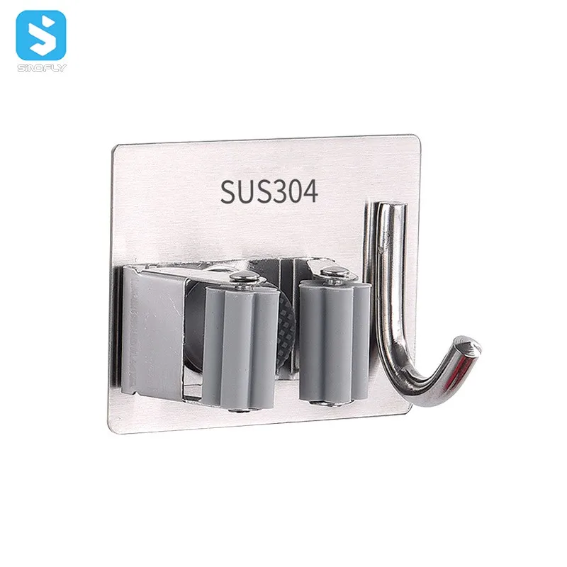 Wholesale Multi Function Mop Wall Mounted Hook Hanger Bathroom Hanging Wall Hook Sticky Hook