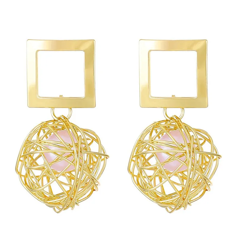 Customized Fashion Vintage Hollow Carved Flower Ball Shaped Female Hanging Hoop Earrings