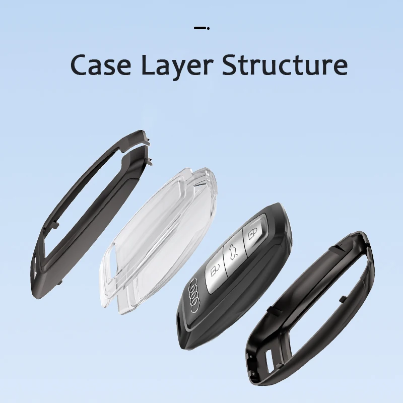 Perfect zinc alloy car smart key case for audi car with metal key chain