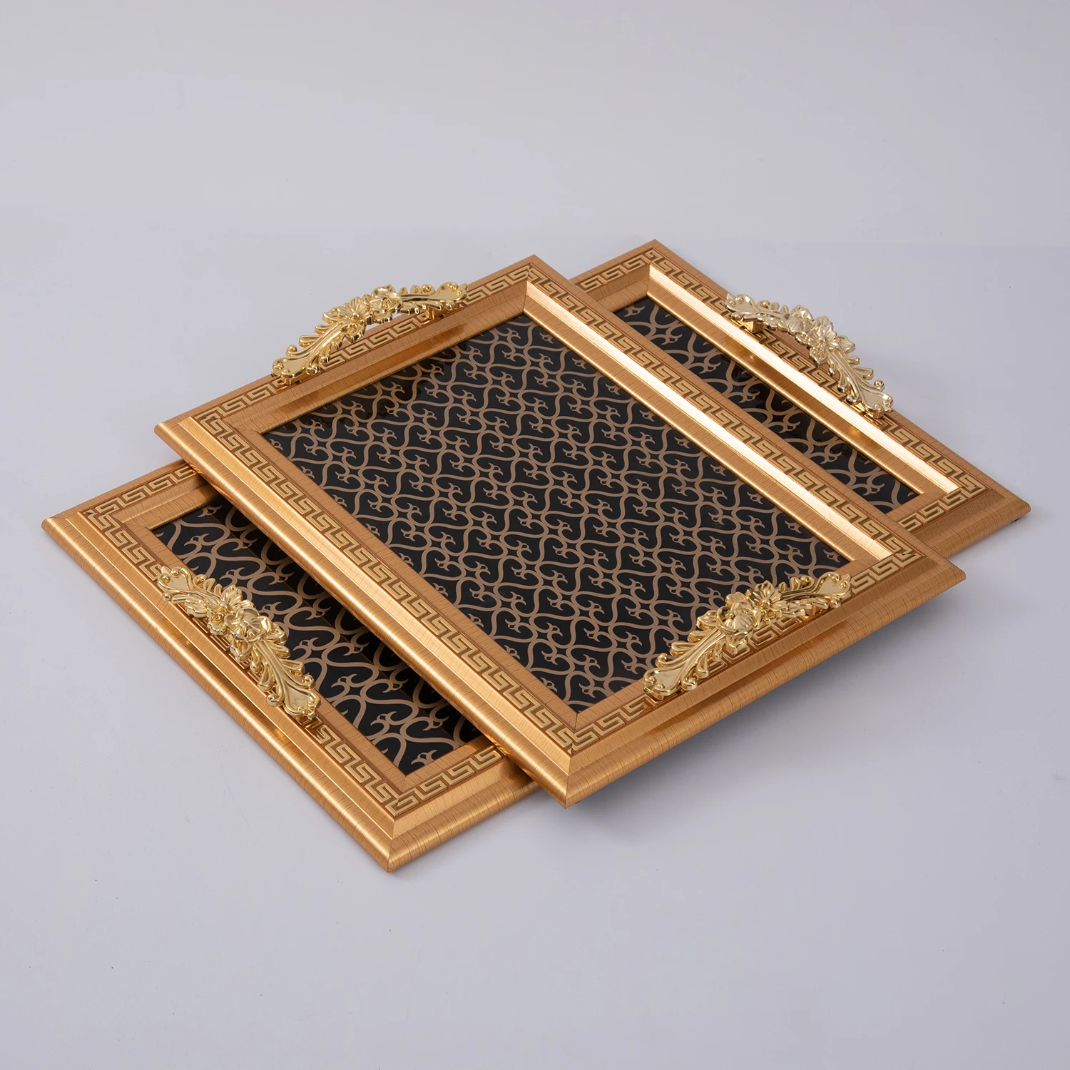 European Style Household Hotel Restaurant Food Tray With Handle Serving Tray Sets Flat Base Tray