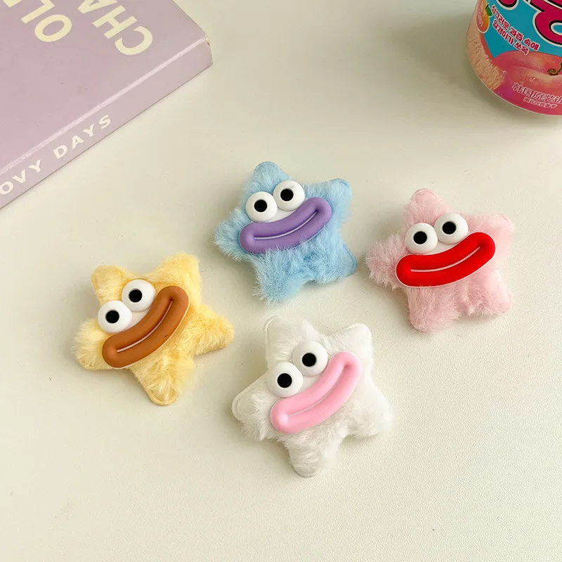Cute Sausage Mouth Plush Star Hair Clip Funny Creative Pentagram Headpiece for Kids And teens