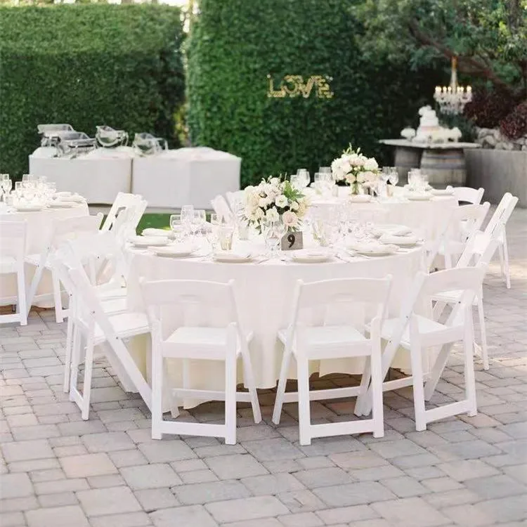 Элегантный дизайн, уличные мягкие белые стулья Wimbledon для обеда, банкета, свадьбы, пластиковые полимерные складные садовые стулья