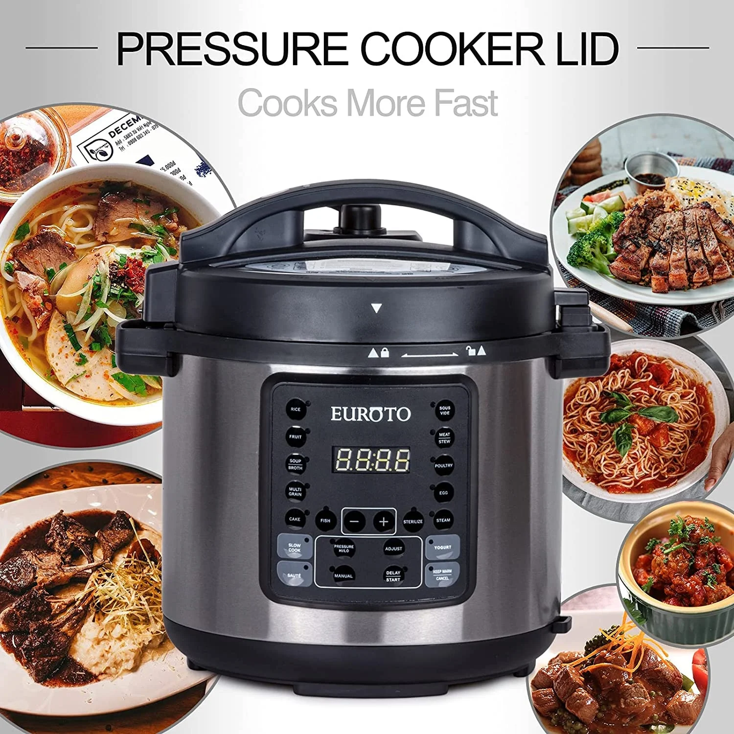 High Quality All-in-1 Pressure Cooker and Air Fryer With Dual Lid, Slow Cooker and More, Digital Touch Display, 6L Capacity