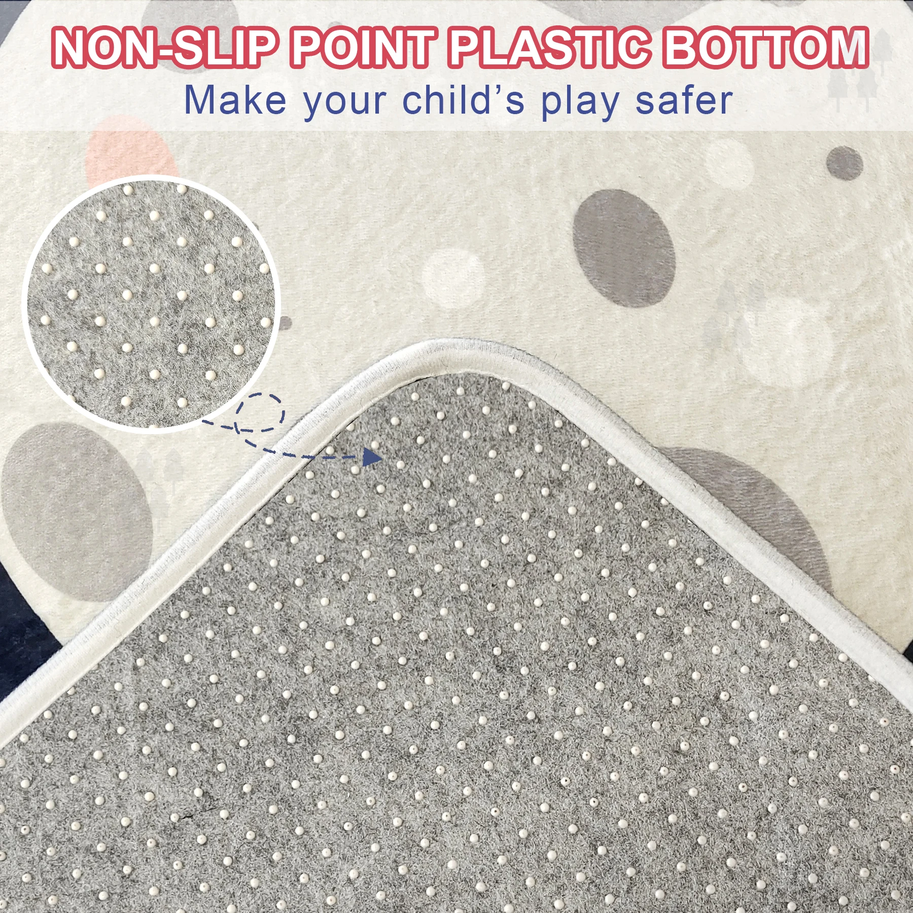 Blue Rocket Game Floor Carpet Classic Hopscotch Rug Kids Play Area Mats with Skid-Proof Backing