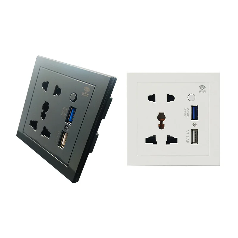 Factory direct 86 type tuya smart QC3.0 fast charge hotel office home WIFI control five hole wifi socket with USB