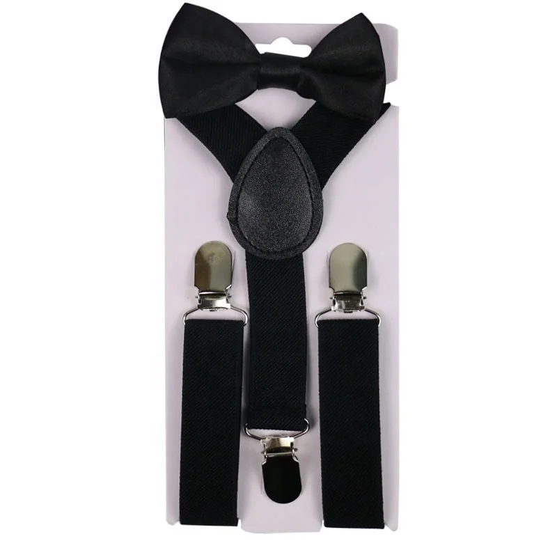 Boys & Girls Children Suspender Clip-on Y-Back Elastic Suspender With Satin  Bow Tie