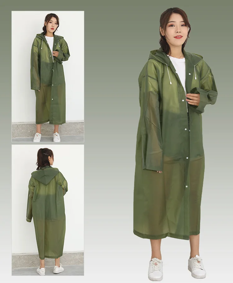 DD1494  Thicken EVA Reusable Raincoat Women Men Fashion Hooded Rain Coat Tourism Travel Rainwear Poncho