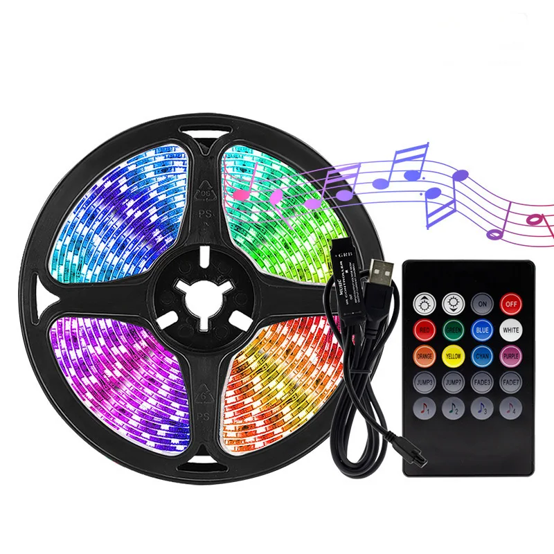 Пульт дистанционного управления Smd 5050 Rgb 5 В Usb полный комплект 2 м 3 4 30 д/м FlexibleTv подсветка синхронизация музыки USB светодиодные полосы света