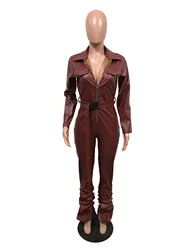 Leather jumpsuit MOQ 1PC jumpsuit leather New long pant jumpsuit