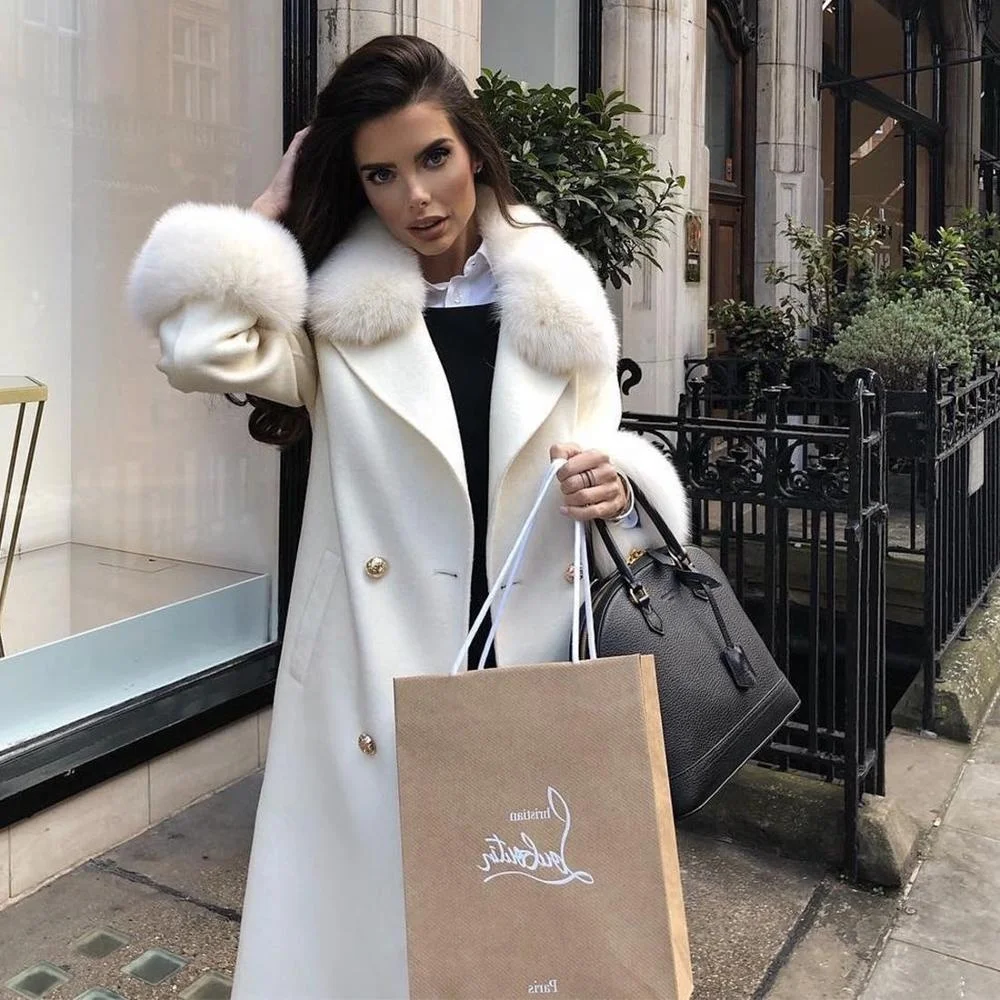 
New Style Women FoxFur Collar For Cashmere Coat With Winter 