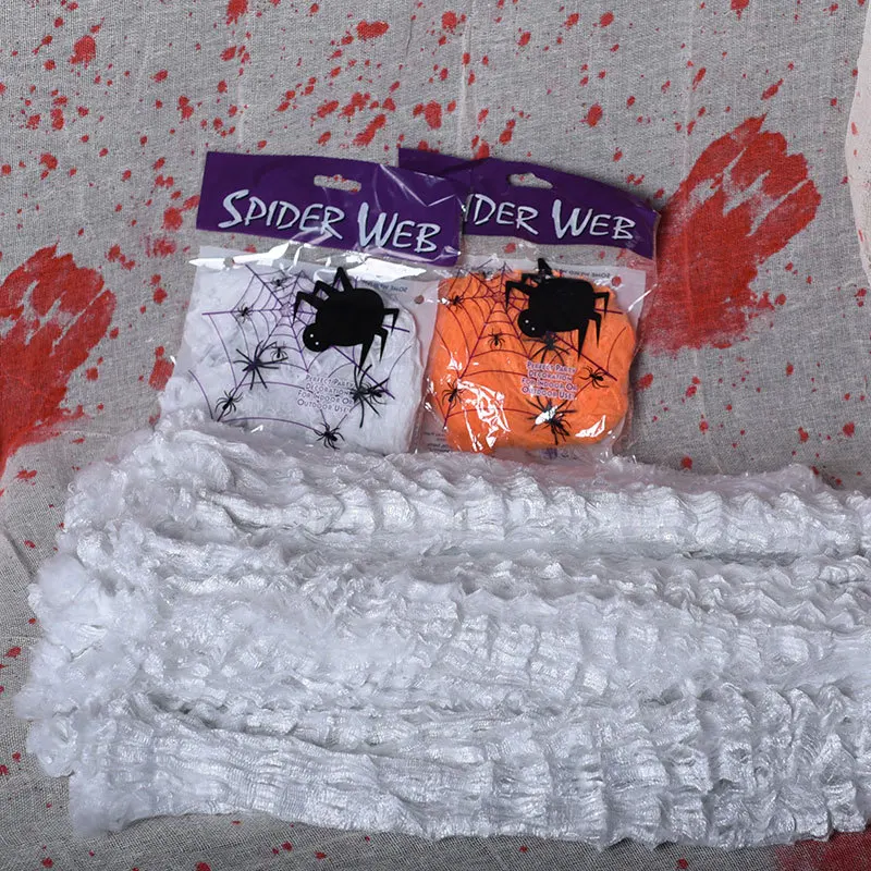 Outdoor Halloween Giant Spider Web Black  Hairy Spider with Round  Huge Spider Web for Halloween Decoration