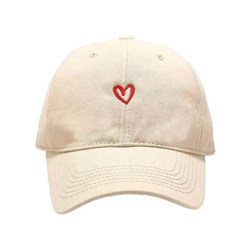 Factory wholesale spring cotton soft top simple small love embroidered baseball cap solid color couple visor