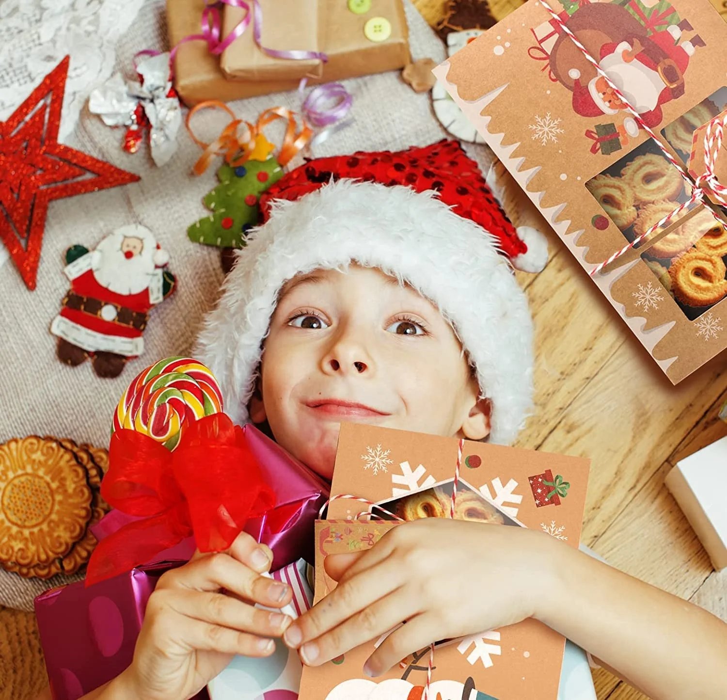 2022 Christmas Cookie Cake Candy Cardboard Boxes Food Bakery Treat Gift Boxes With Window