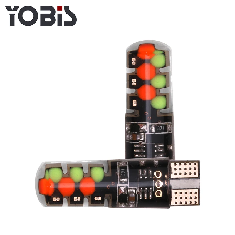 Yobis Latest COB 12 Chips Silicon Memory Function Reading Light Bulb T10 LED RGB with Remote Controller