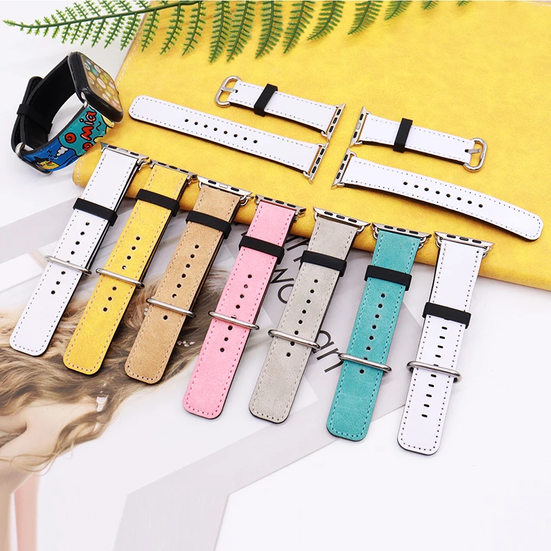New Design Colorful High Quality Wide Luxury Wrist Strap Sublimation Leather Watch bands For Watch Band
