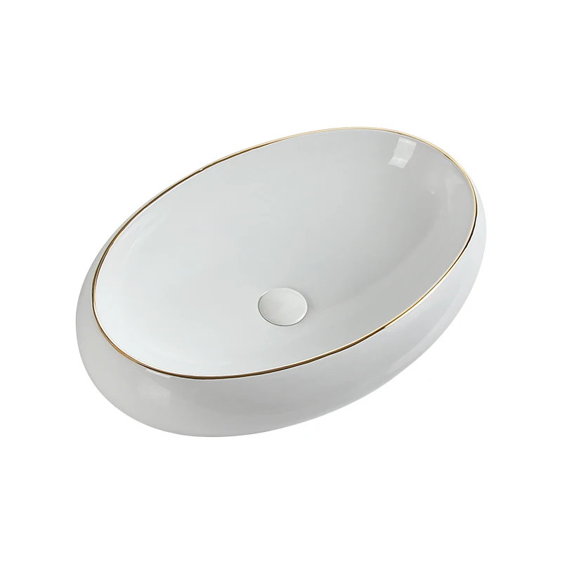 Single Vanity Bathroom Sink Set with Gold Finish Various Oval Design Specifications Vanity Countertop for India Market
