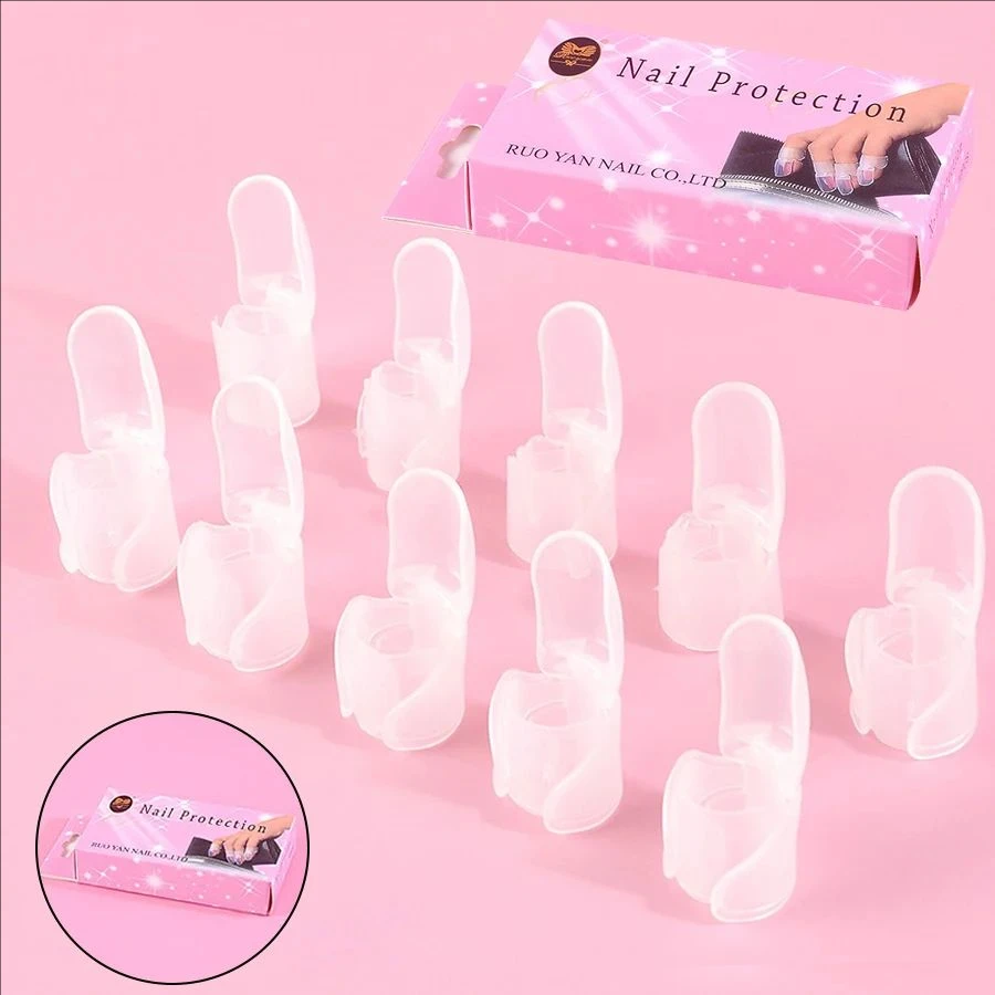 10Pcs/Set Manicure Finger Transparent Protective Cover Polish Varnish Shield Protection Clip Protector DIY Nail Art Tips Tools