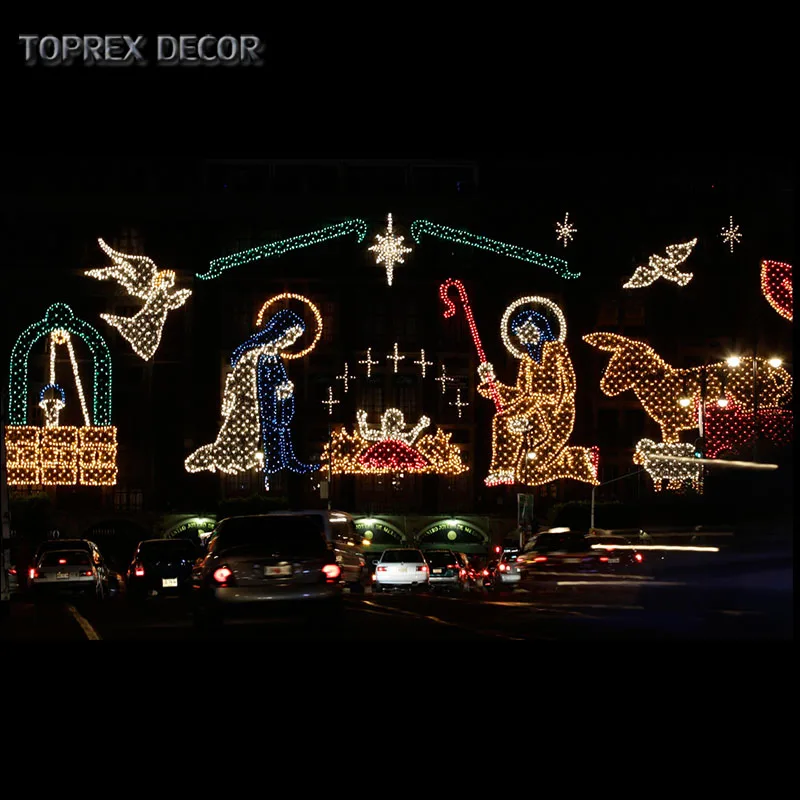 Large christmas nativity set outdoor lights rope lit nativity set decoration led lighted jesus Christmas lights
